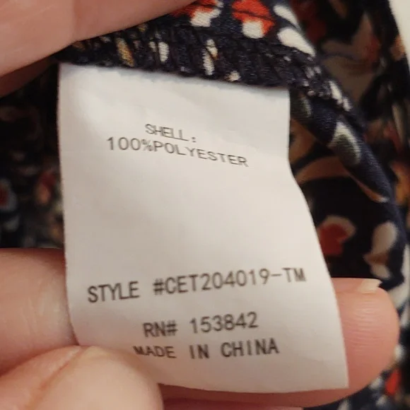 *SALE* EUC MELLODAY Navy Blue Floral Pullover Blouse Size M - Picture 6 of 6